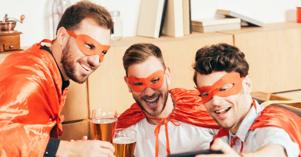 group of men in superhero costume